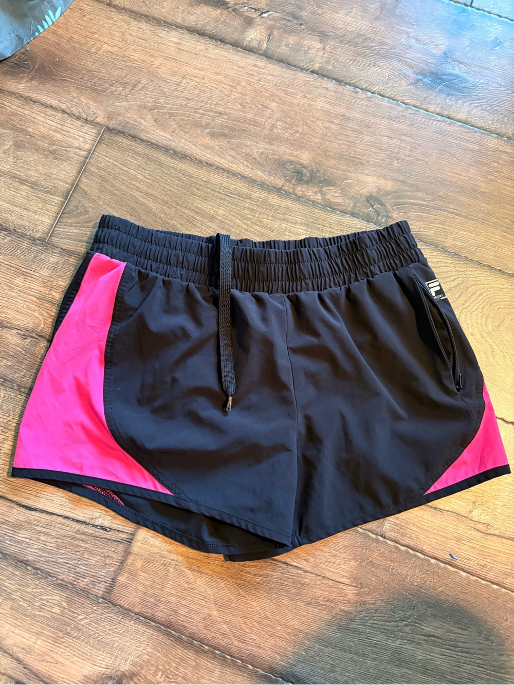 Fila Black Athletic Shorts with Hot Pink Panels